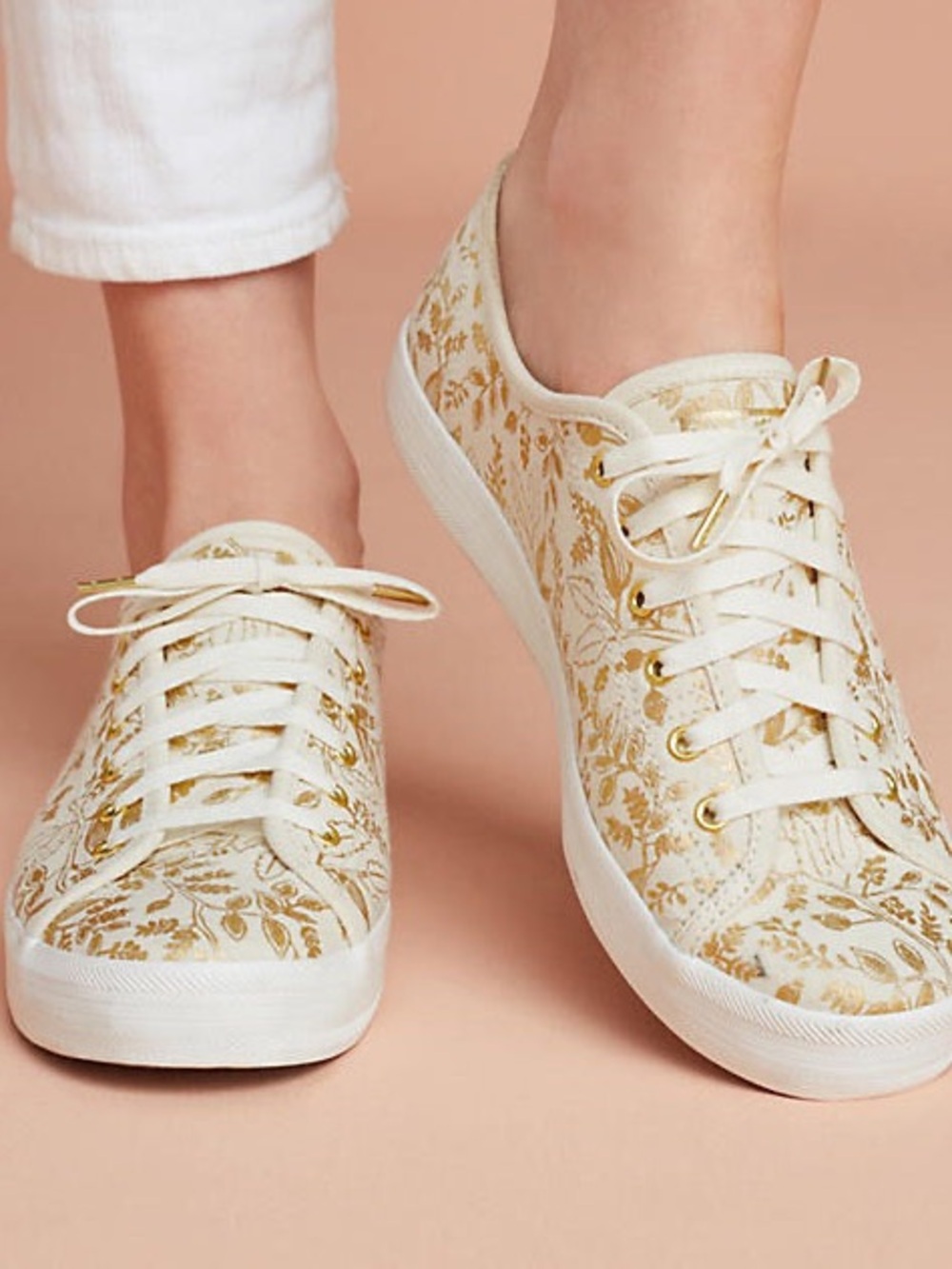 Keds x Rifle Paper Co. Metallic Floral Lace-Up Sneakers Size 8